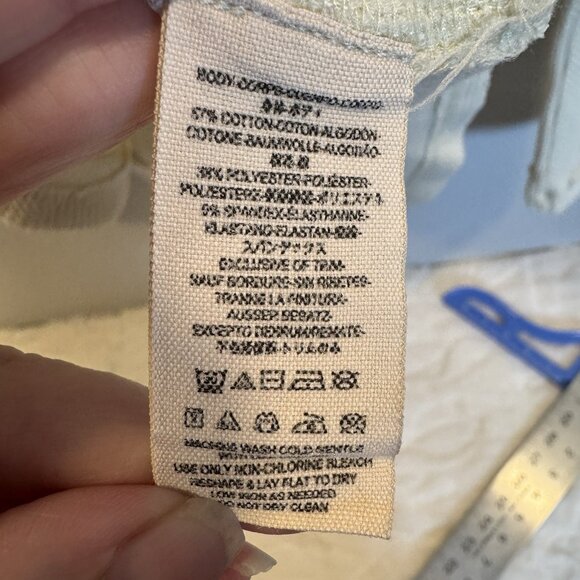 FREE PEOPLE Long Embroidered Sleeve Thermal Top Shirt Knit Cream Ivory XS - Picture 5 of 10